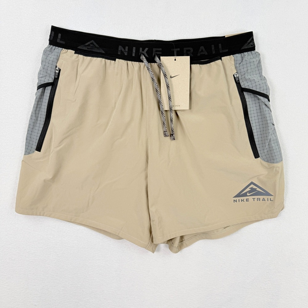 Nike Men's Beige and Light Gray Trail Running Shorts